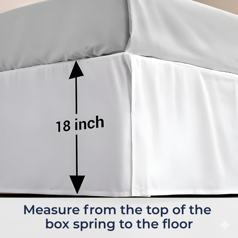 SGI Bedding 18 inch Drop Bed Skirt Full Size - Platform Style with Secure Fit, Classic Tailored Look, Elegant Pleated Style Dust Ruffle, Split Corners, Wrinkle Resistant Microfiber - White - Image 5